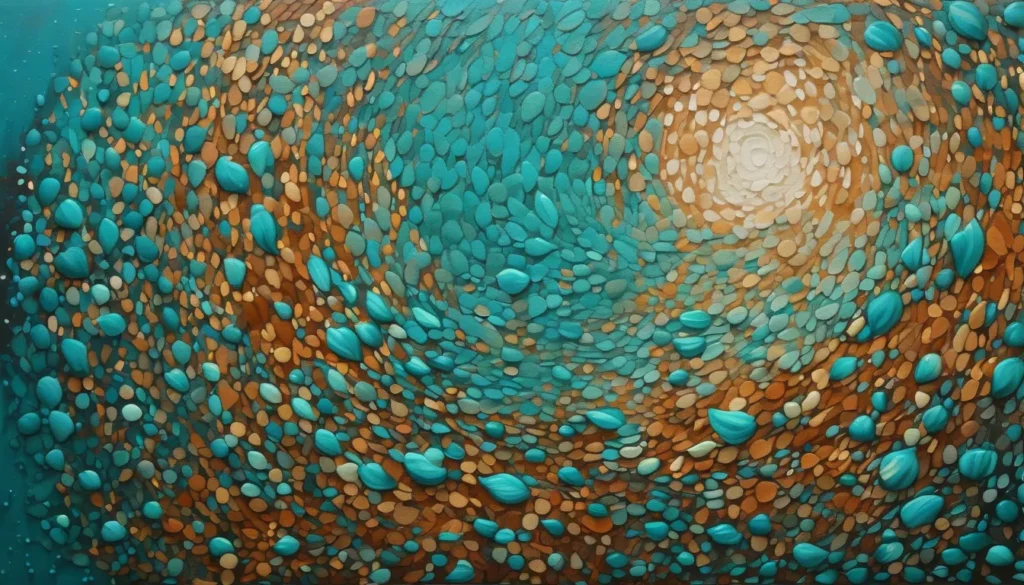 Peinture pointilliste abstraite symbolisant le changement dans le cosmos